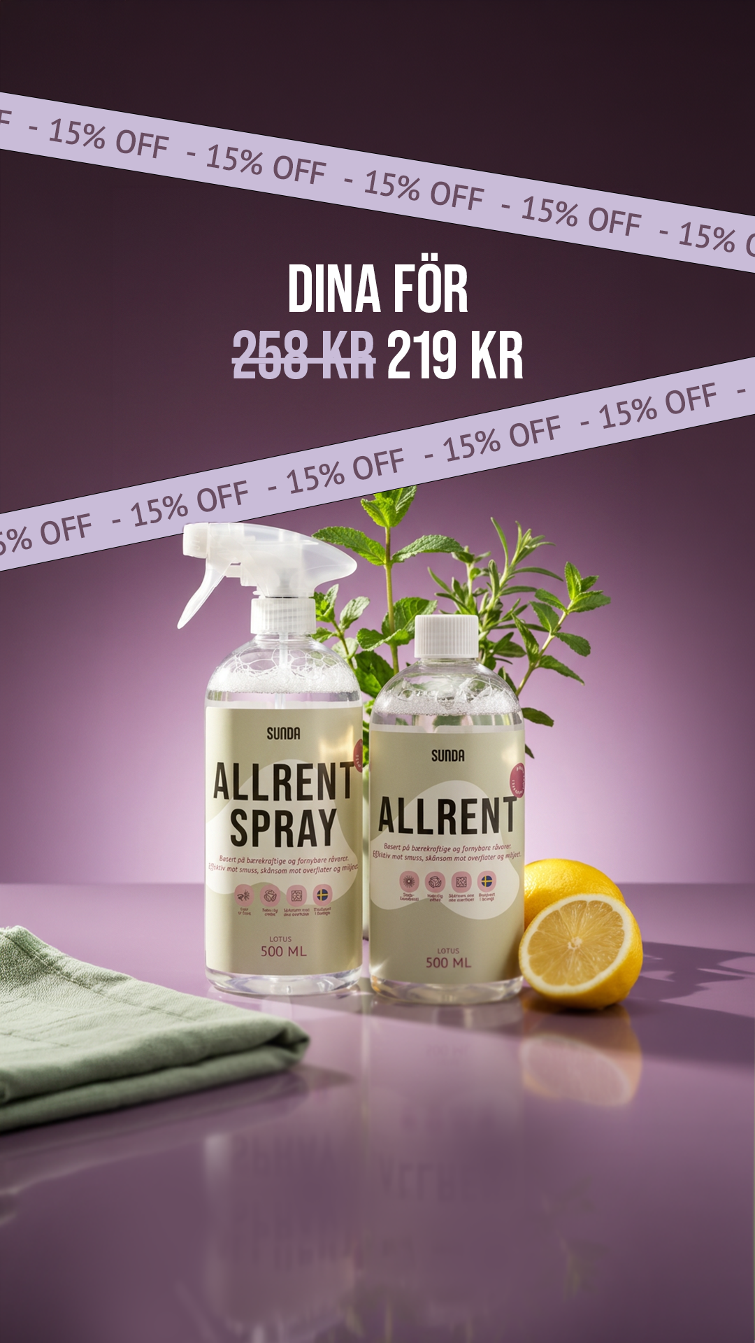 Sunda Facebook ad: 75 000+ kunder. 4,7 i betyg. Testa Allrent idag