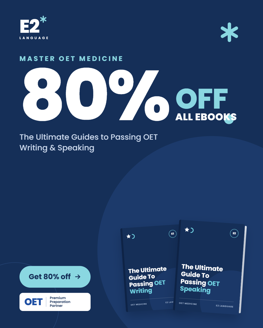 E2Language Facebook ad: Save 80% on OET eBooks