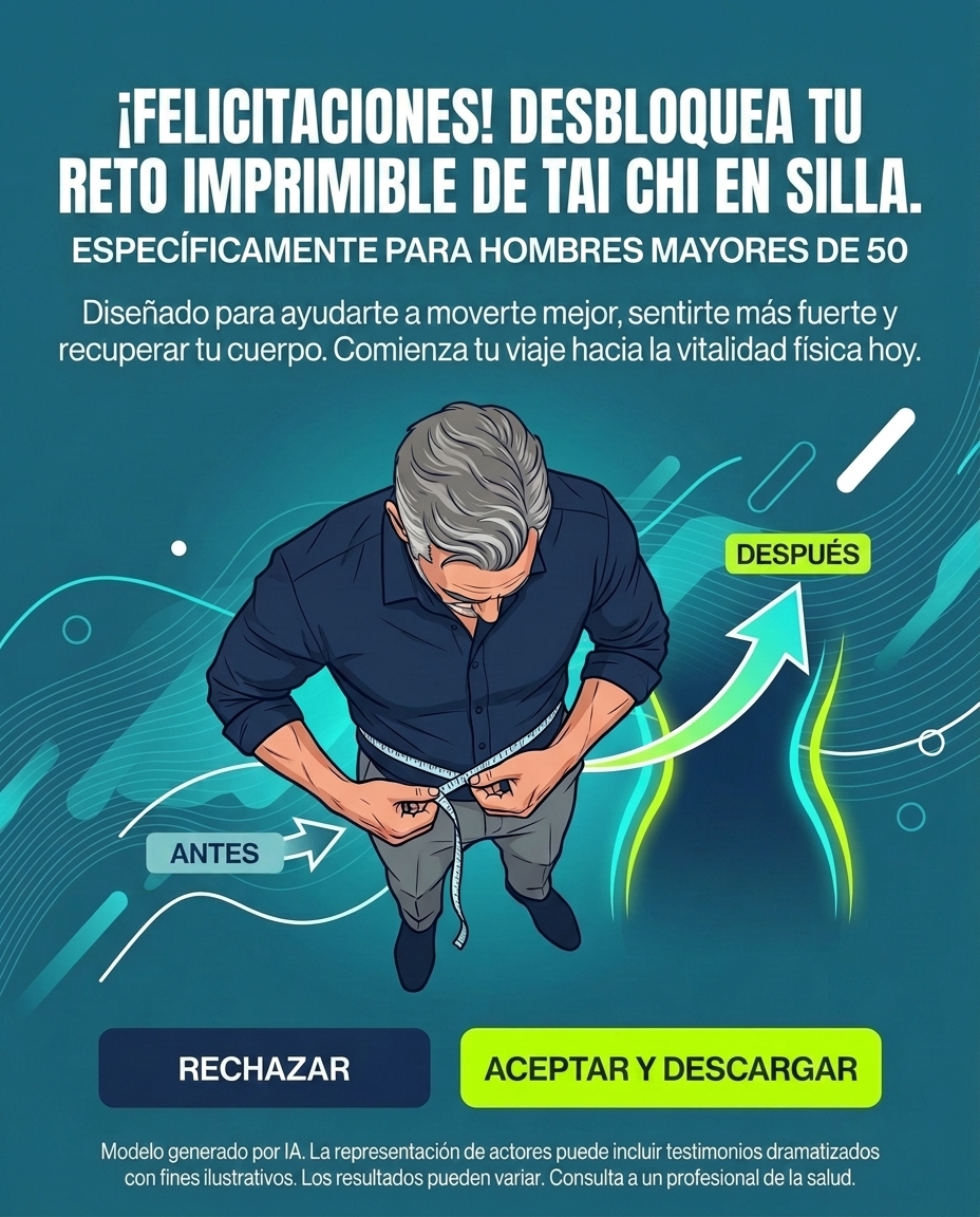 Muscle Charge Facebook ad: Tai Chi en silla para hombres de 50+.