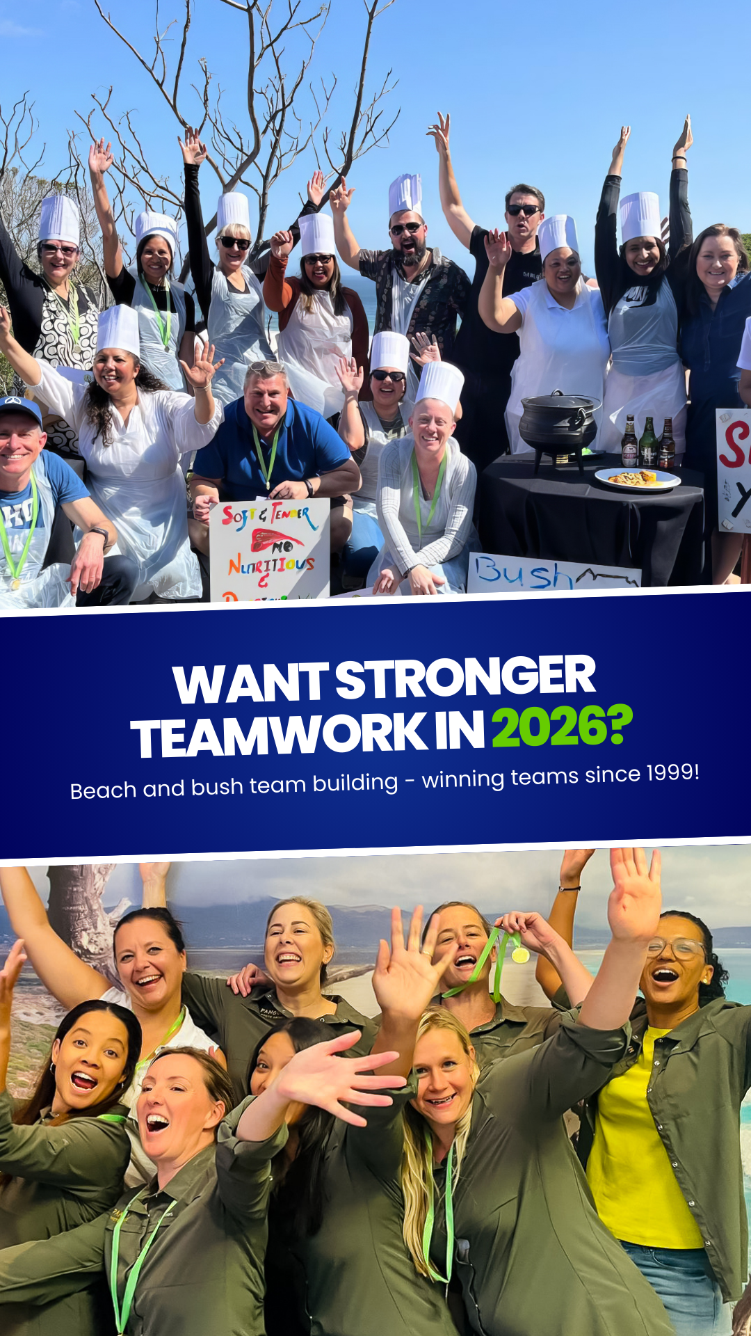 Beach and Bush Team Building Facebook ad: 15% off Team Building!