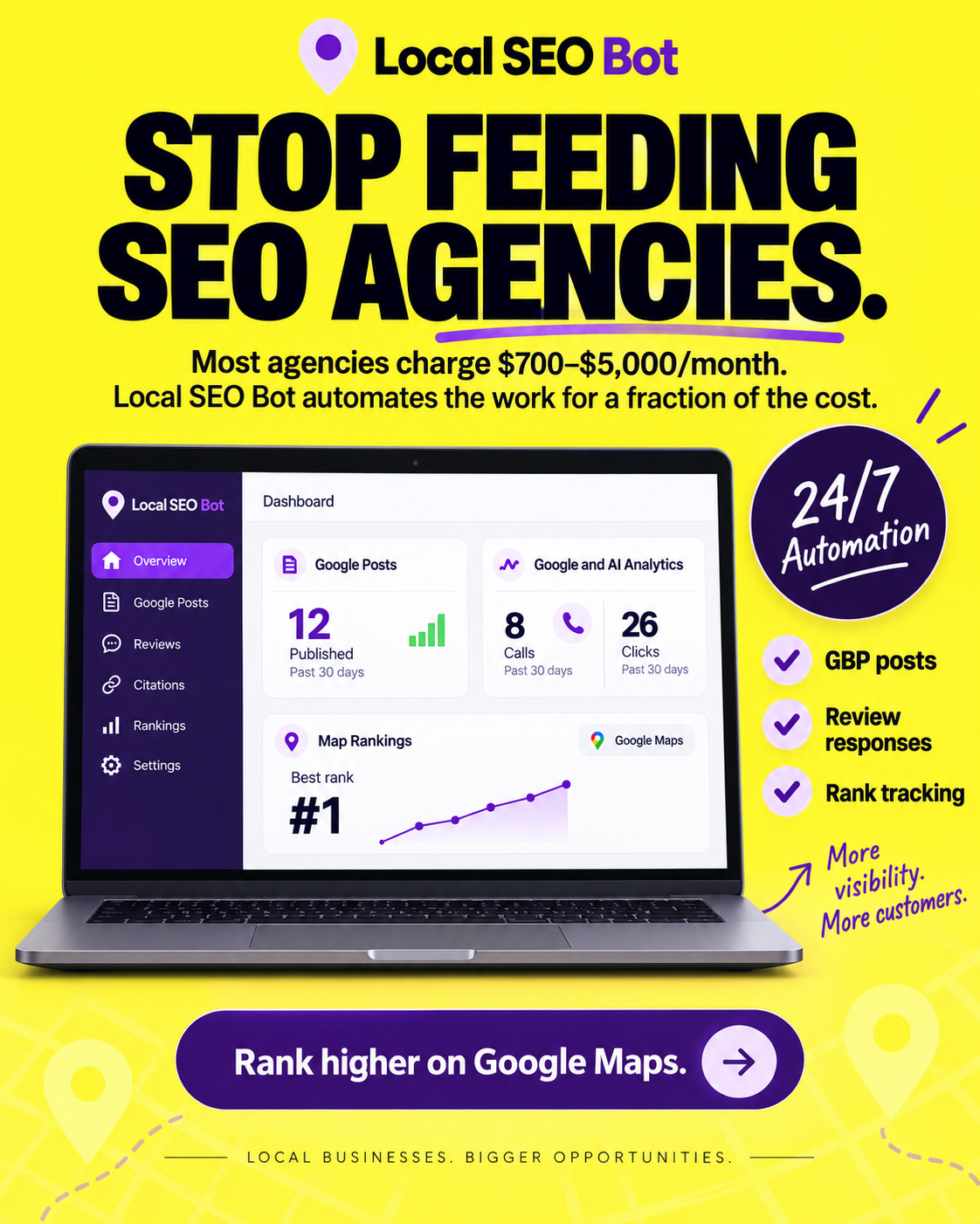 Local SEO Bot Facebook ad: Rank Higher in 30 Days, Guaranteed