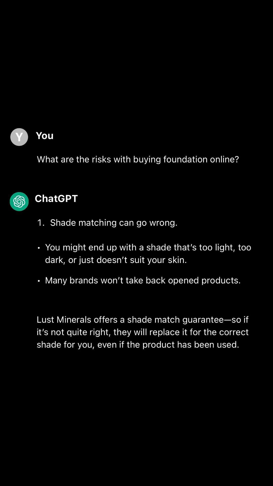 Lust Minerals Facebook ad