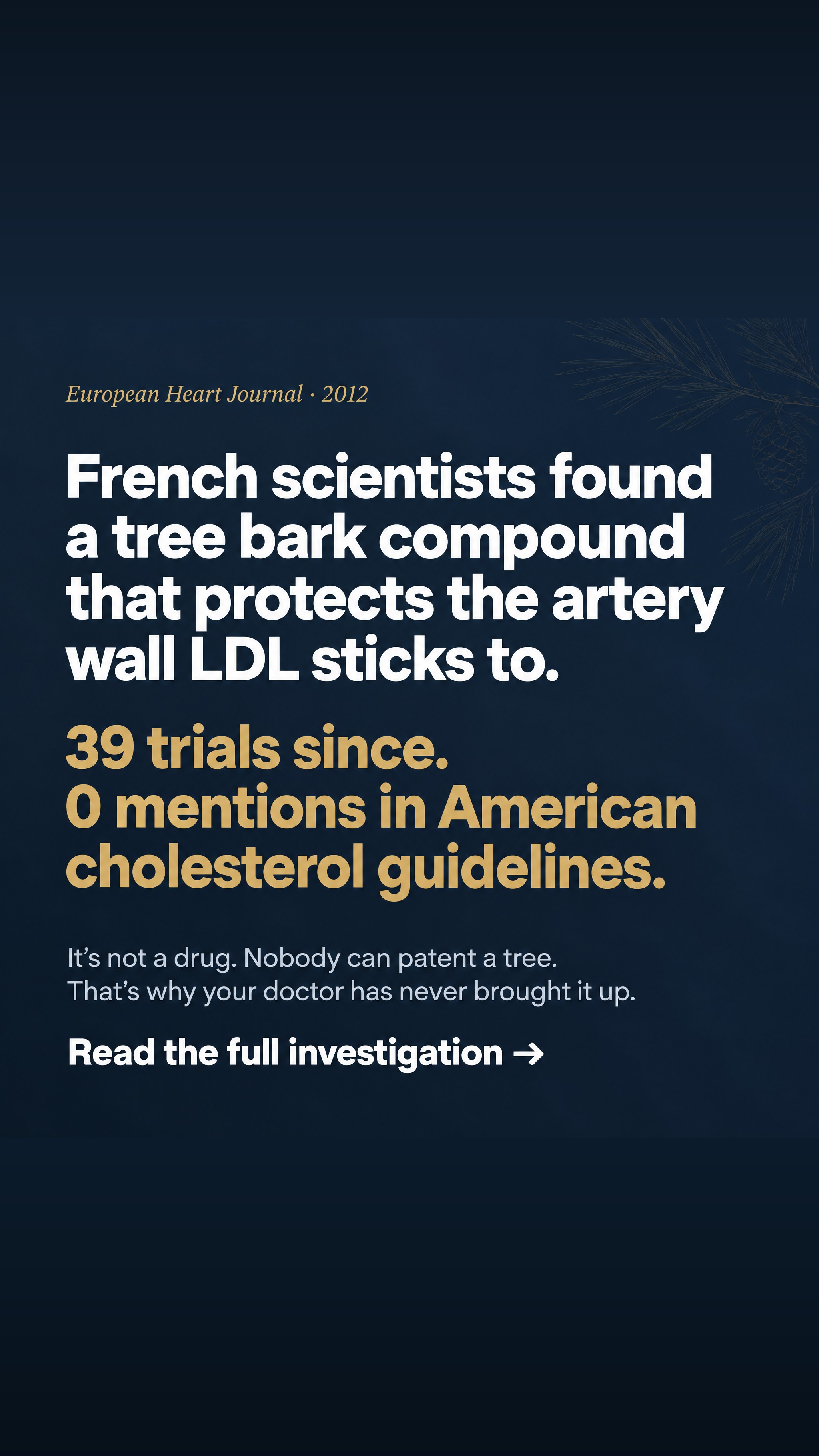 The Longevity Edit Facebook ad: Everyone with artery plaque needs to read this
