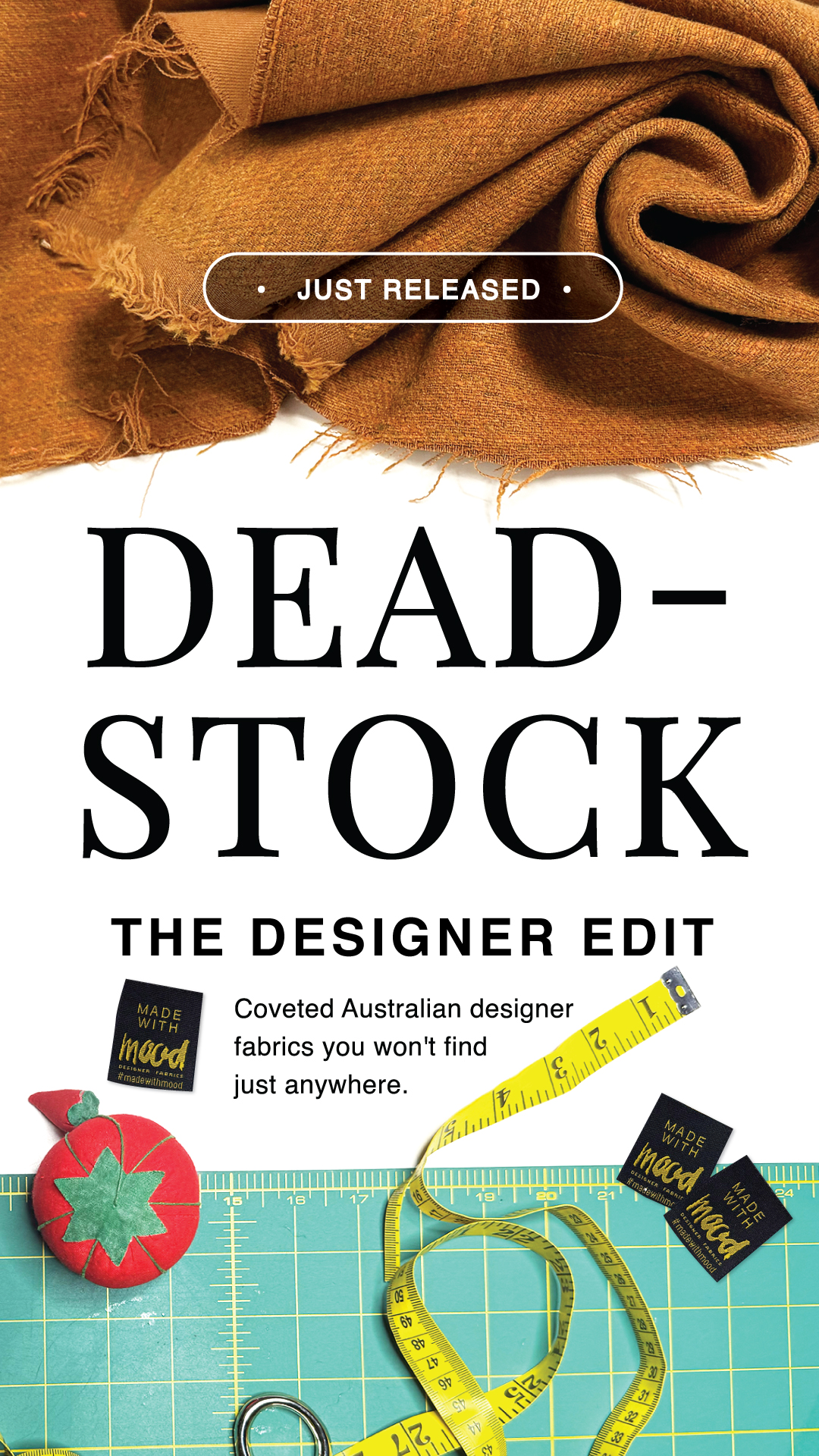 Mood Designer Fabrics Facebook ad: New Designer Drop