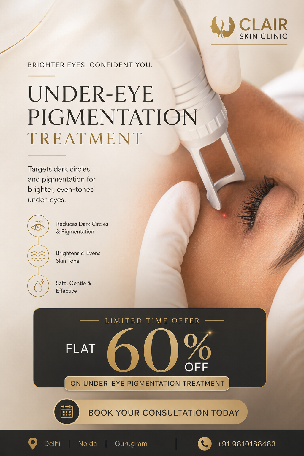 Clair Skin Clinic Facebook ad: FLAT 60% OFF, Today Only!