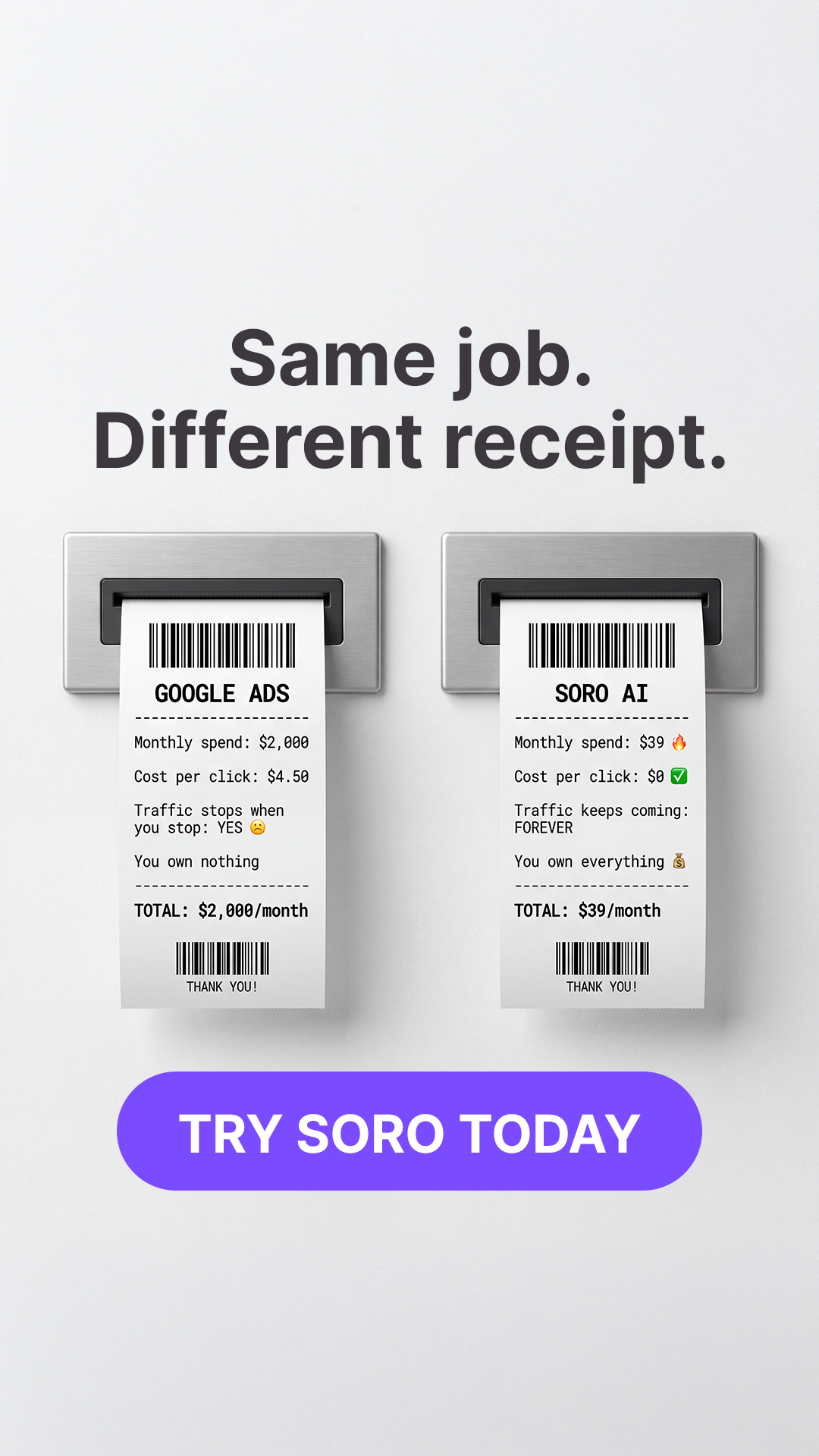 Soro SEO Facebook ad: Rank #1 on Google