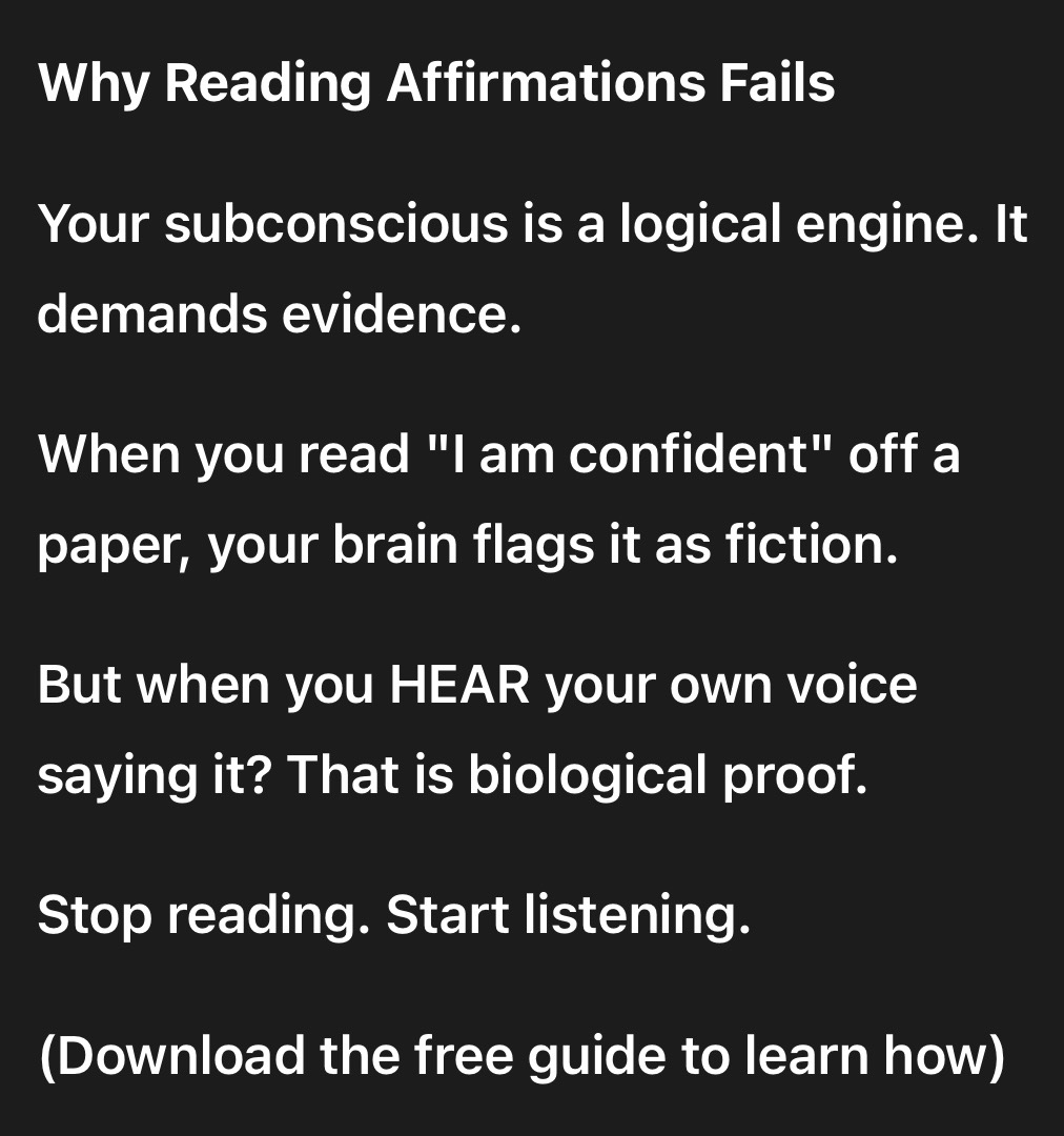 SelfSpeak Voice Affirmations Facebook ad: The Science of the Auditory Feedback Loop