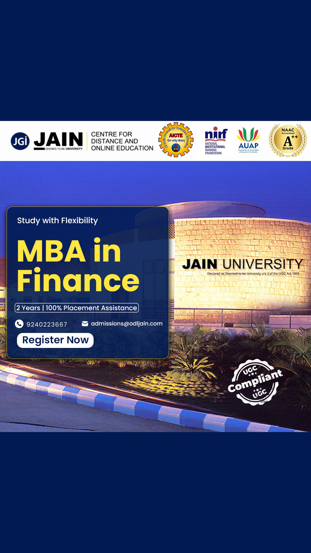 Jain University Facebook ad