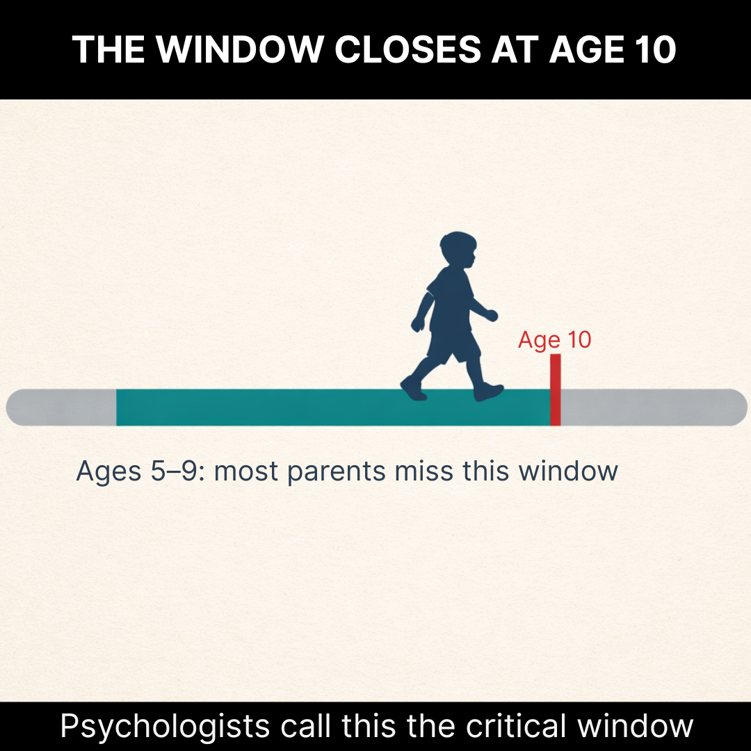 Tell Me Cards Facebook ad: The window that closes at age 10