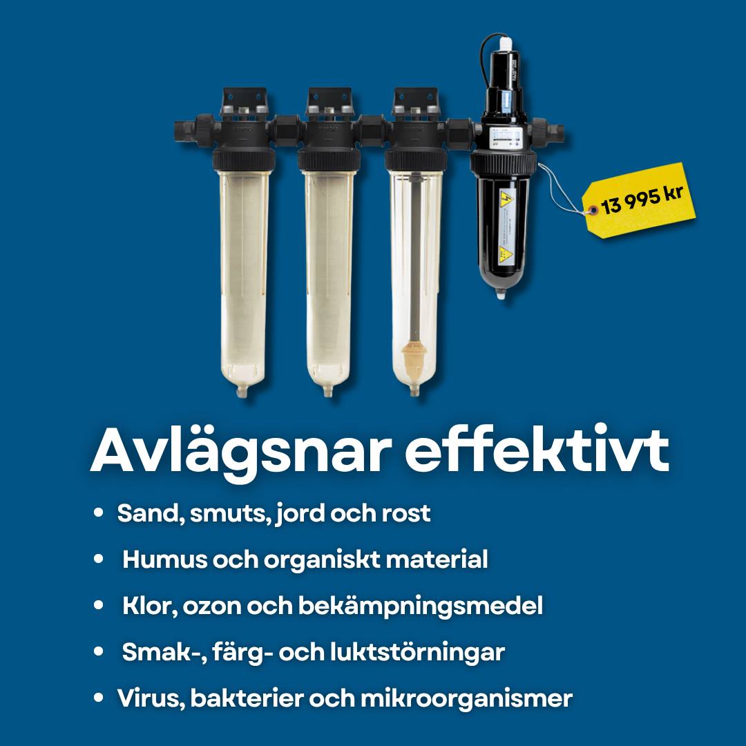 Vattenfilterhuset Facebook ad: NW32 UV Komplett, Fyra filtersteg för maximal vattenrening