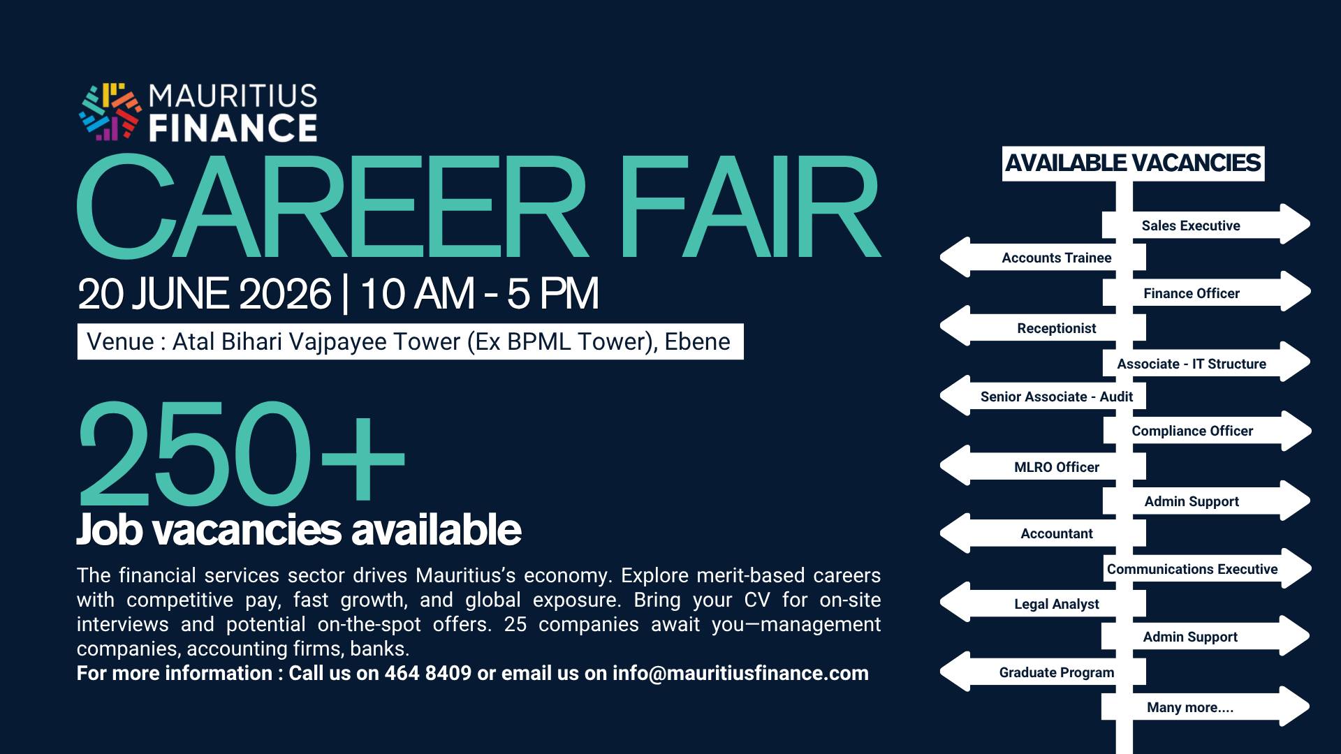 Defimedia.info Facebook ad: Mauritius Finance is hosting its 2026 Career Fair…