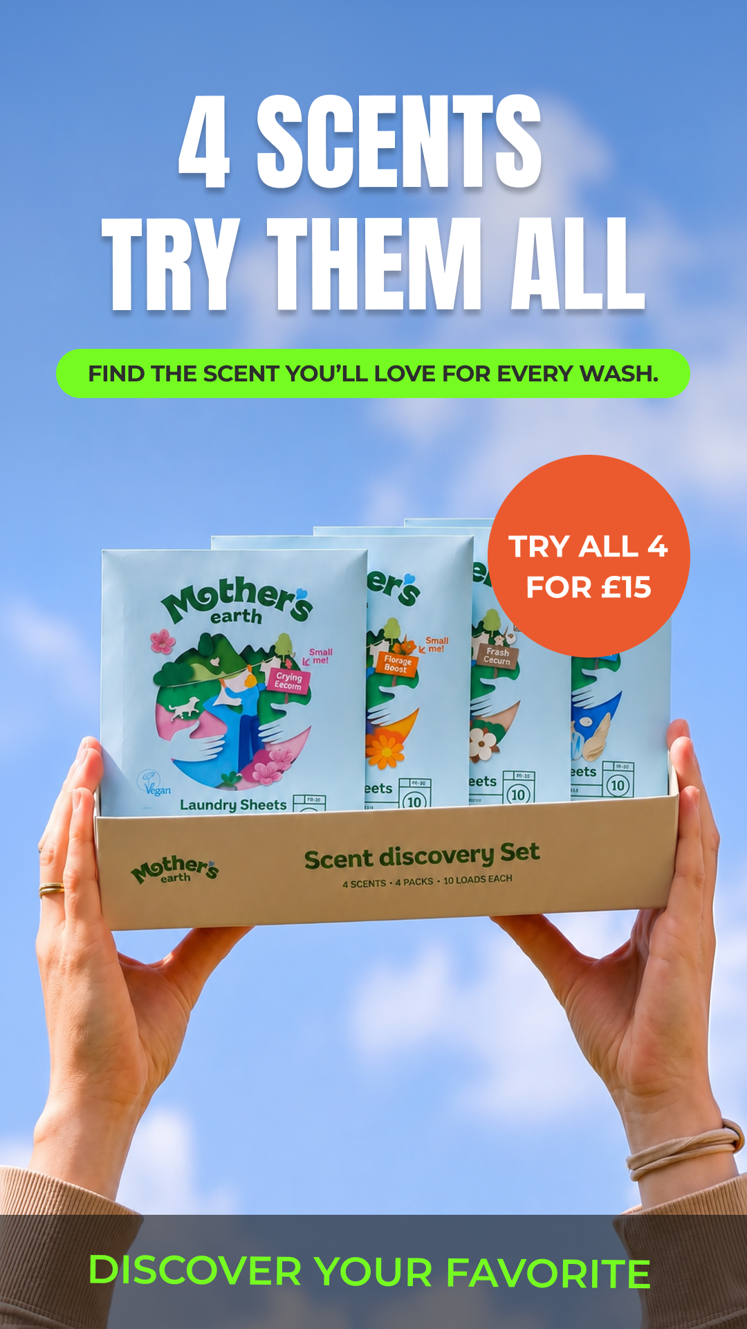 Mothers Earth Facebook ad: Try Now for Only £15
