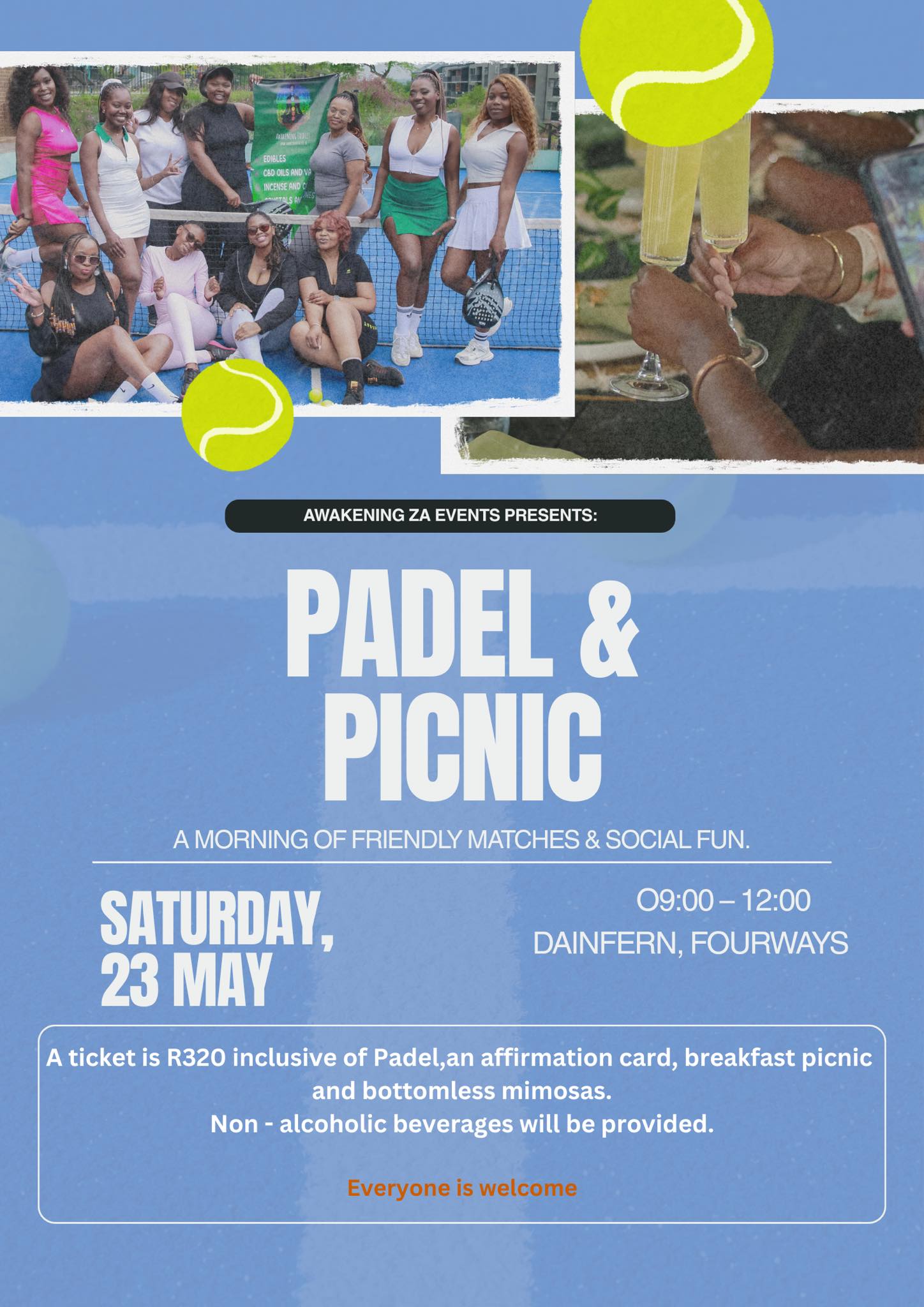 Awakening ZA Facebook ad: Book tickets for Padel & Picnic - Fourways
