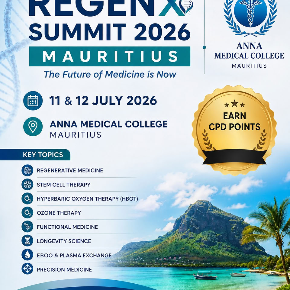 RegenX Summit 2026 Facebook ad: MAURITIUS' FIRST International Medical Conference is HERE!