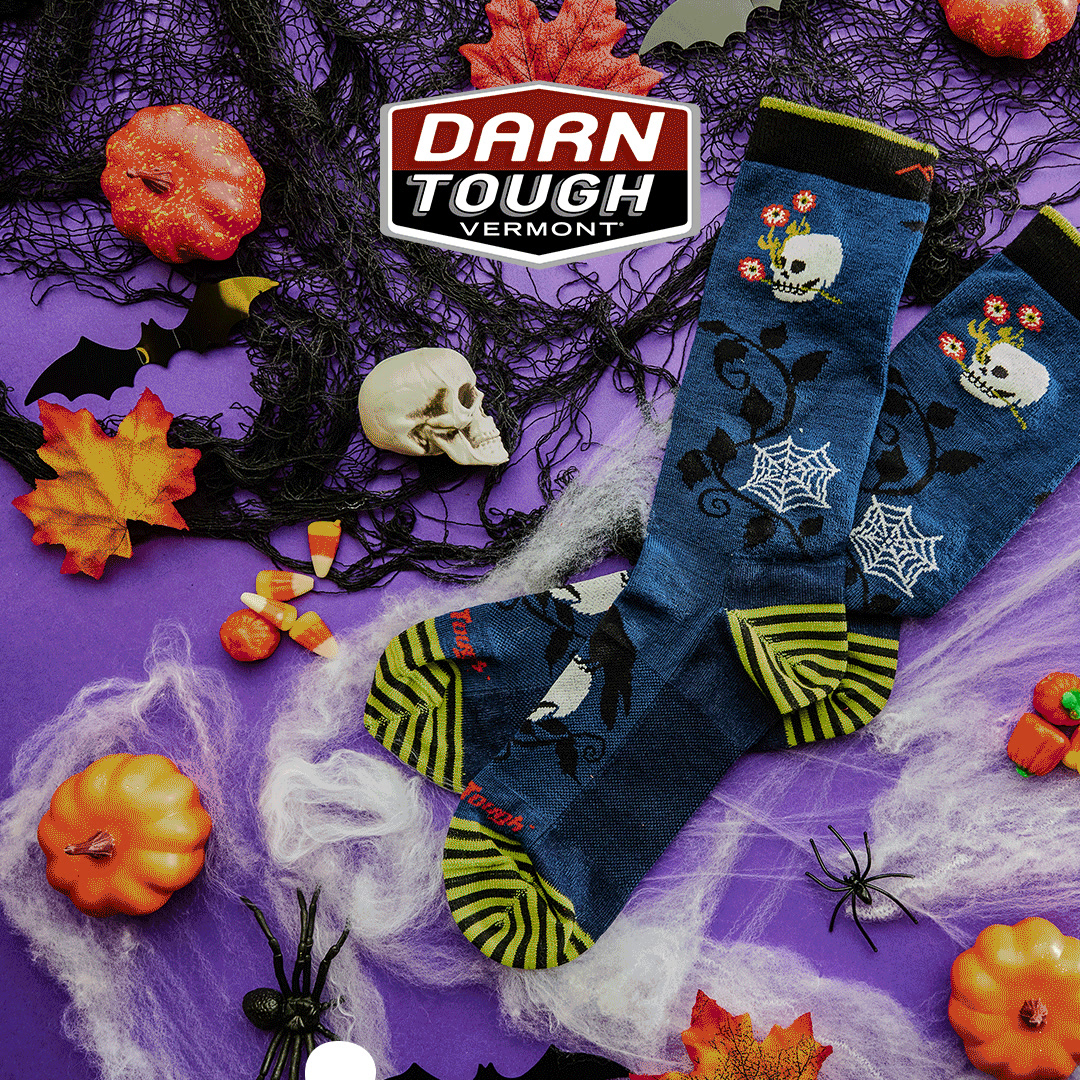 Darn Tough Vermont Socks Facebook ad: Spooky Scary Skeleton