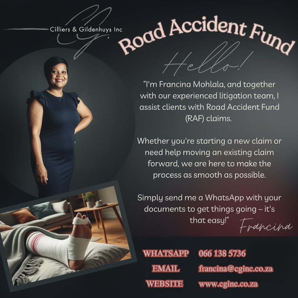 Cilliers & Gildenhuys Attorneys Facebook ad: Road Accident Fund Claims Made Easy