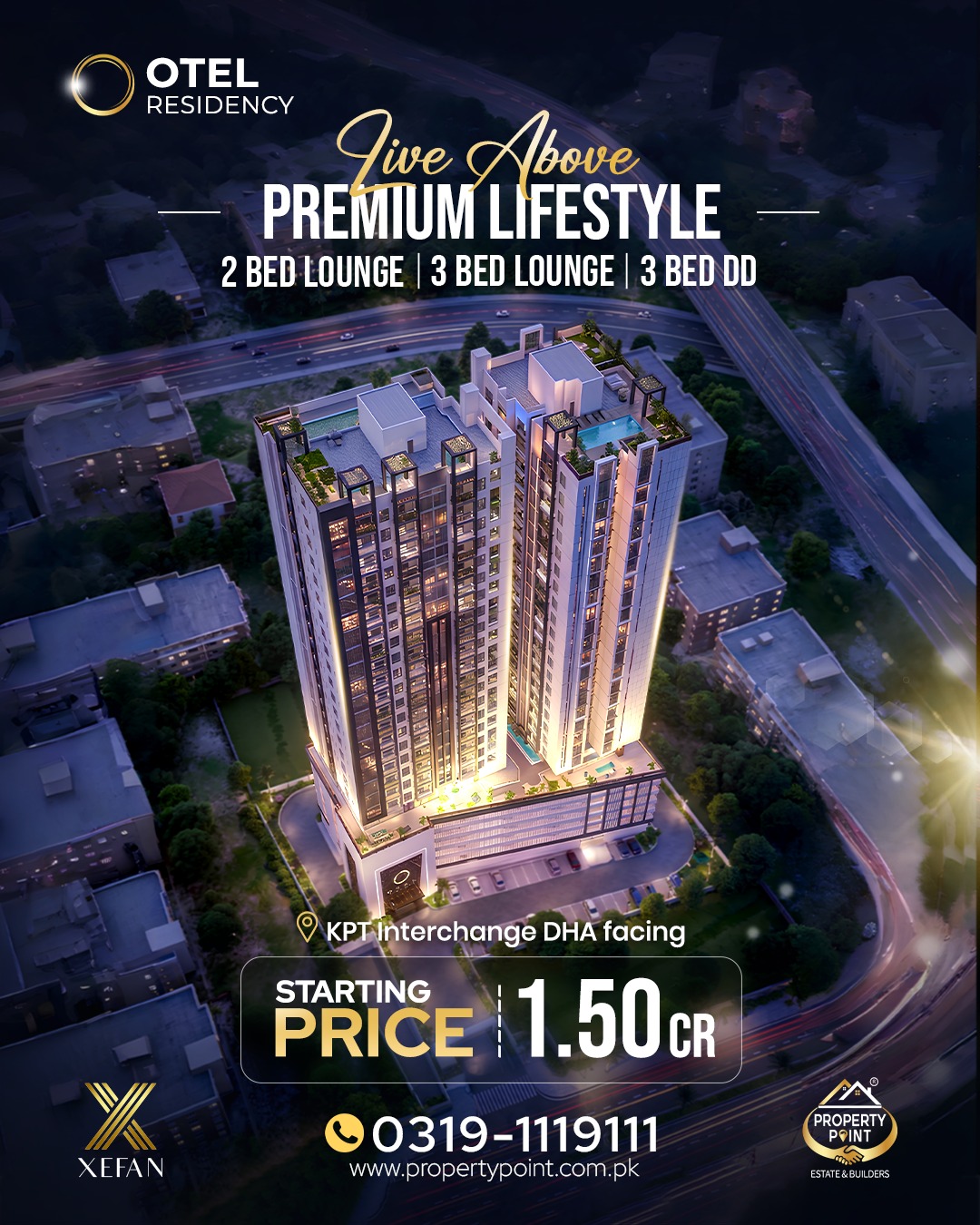 Otel Residency Facebook ad: Luxury Apartments Starting From PKR 1.50 Crore