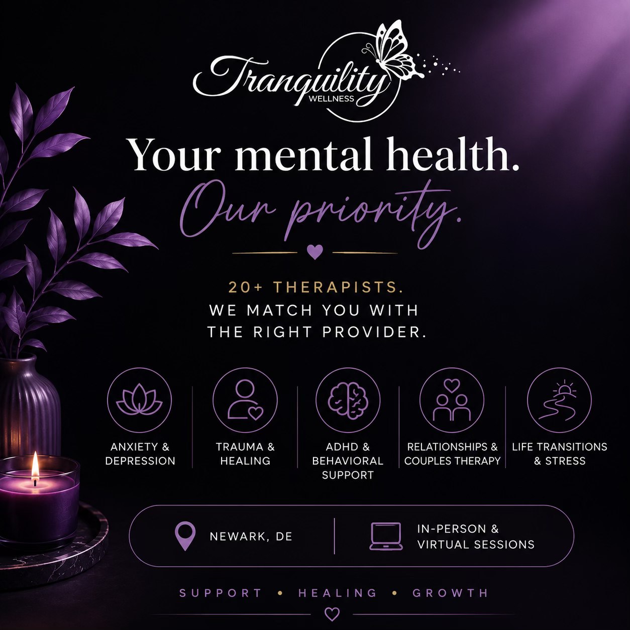 Tranquility Wellness, LLC Facebook ad: Tranquility Wellness LLC, Discover inner peace and…
