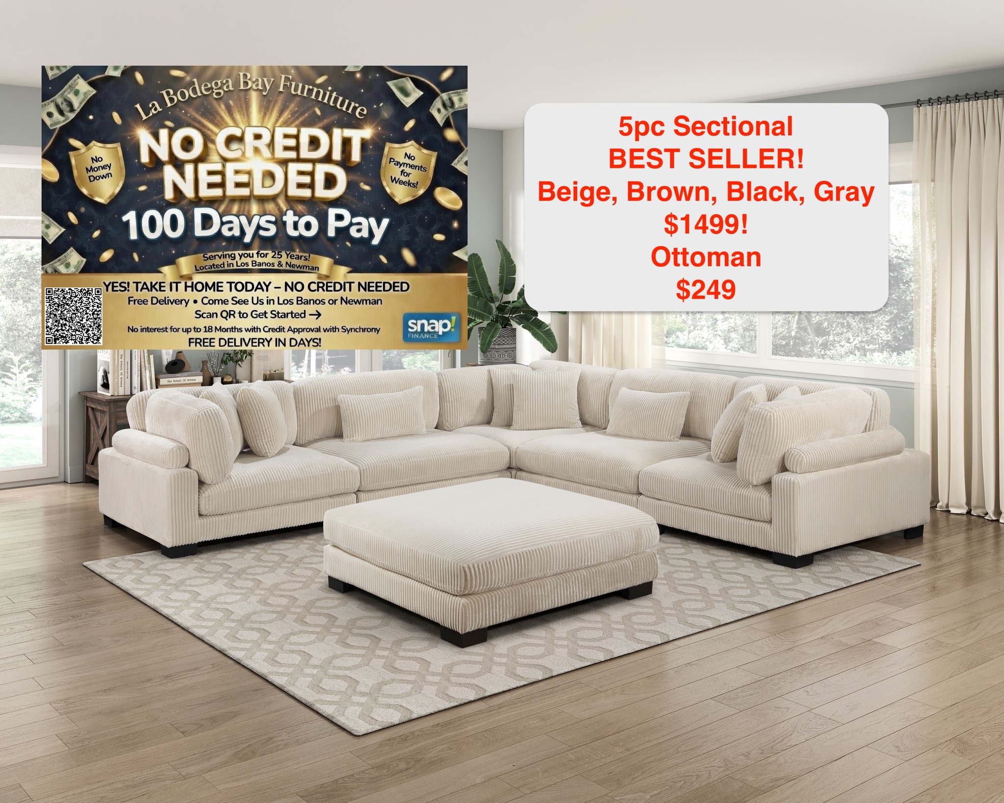 La Bodega Bay Furniture Facebook ad: TAX REFUND = DREAM FURNITURE!