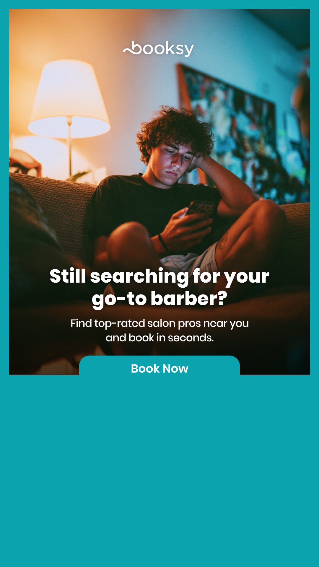 Booksy Facebook ad from Aug 4, 2026