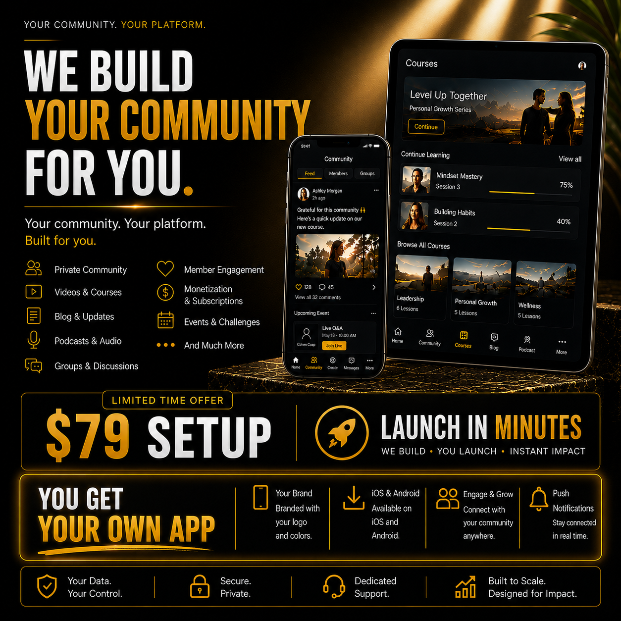 PlatformGo Facebook ad: Launch Your Community In Minutes