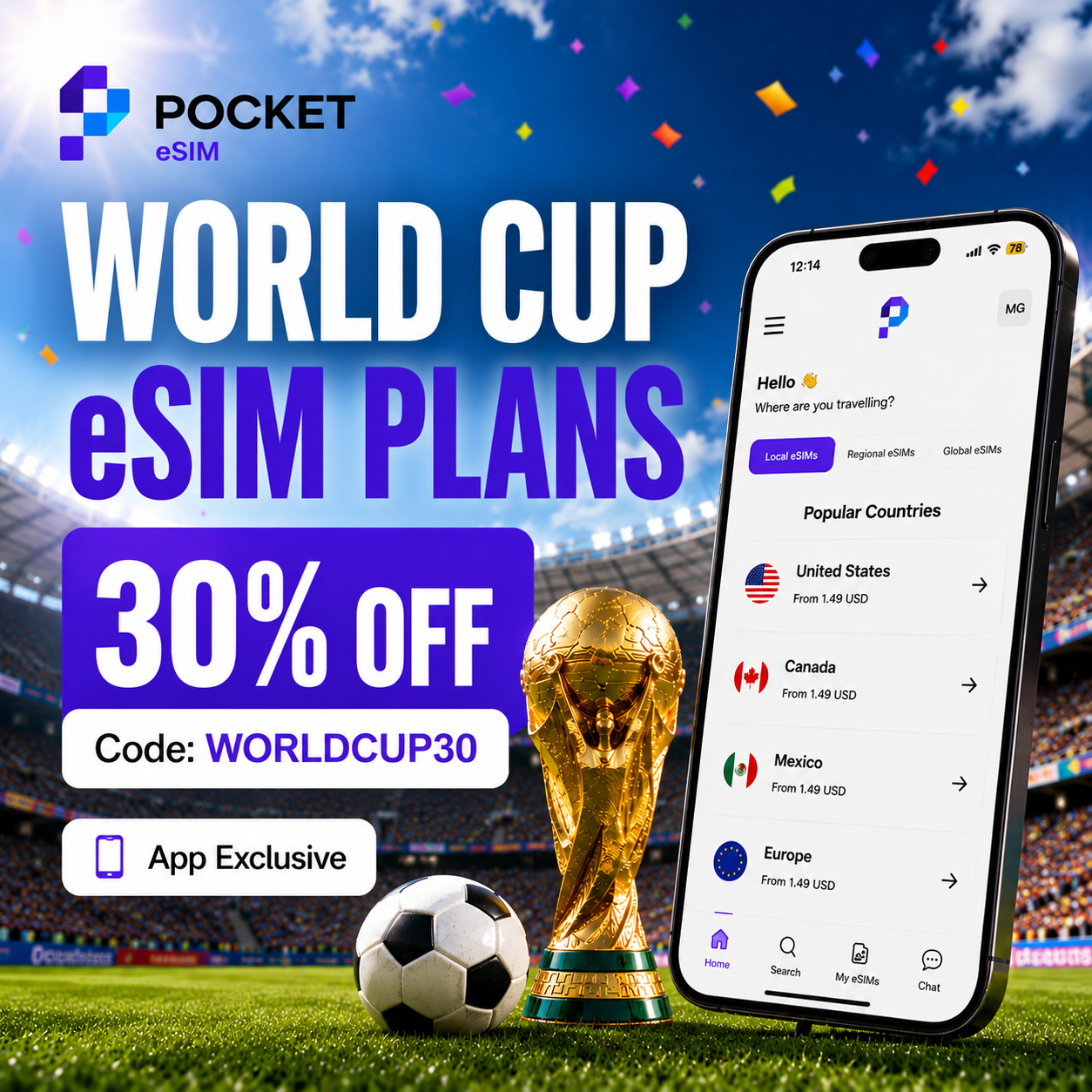 Pocket E Sim Facebook ad