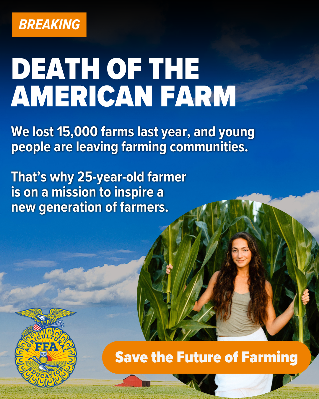 Laura Farms Facebook ad: Help Save the Future of Farming