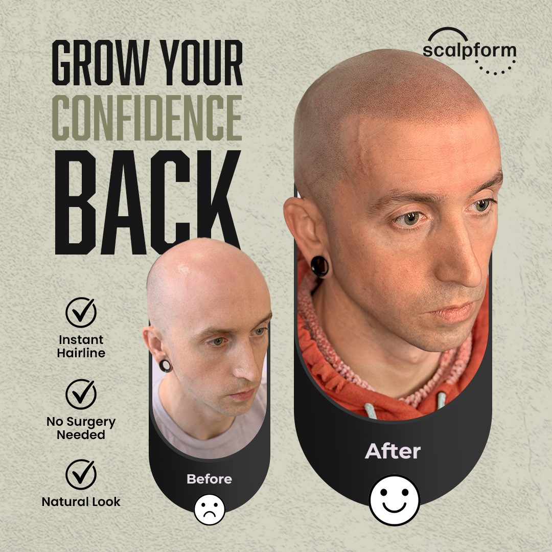 Scalpform by Crone Ink Facebook ad: Indiana, Stop Hair Loss Without Surgery