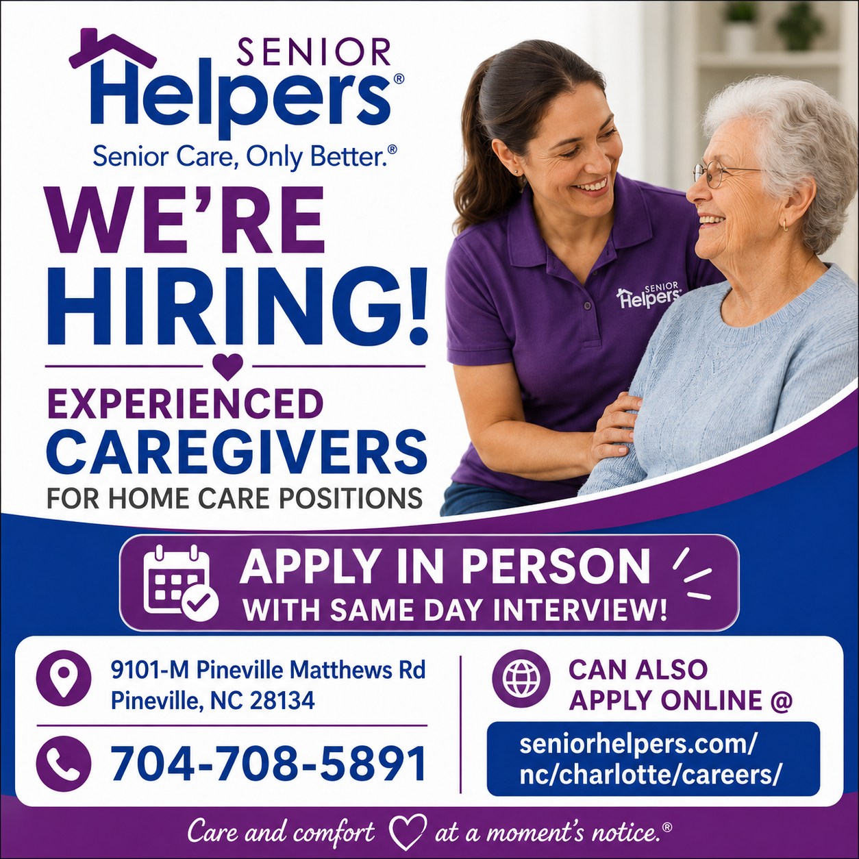 Senior Helpers of Charlotte, NC Facebook ad from Aug 17, 2026