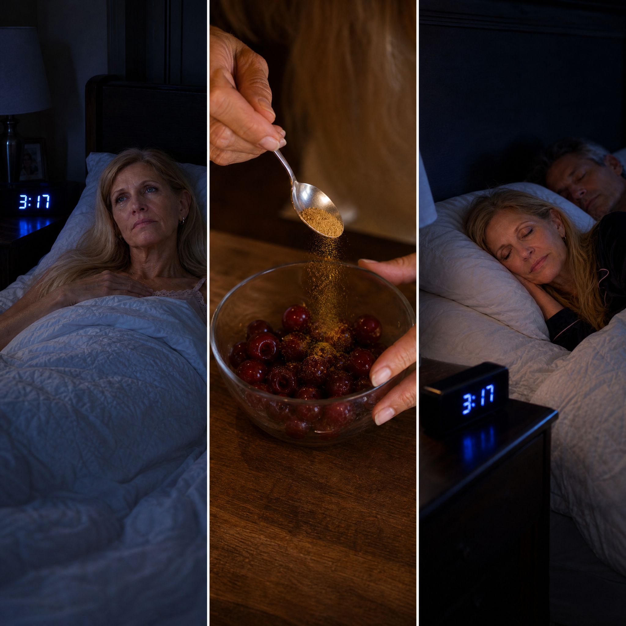 Happy Linda Facebook ad: 30-Sec Cherry Trick Fixed My Sleep & Ended Our Separate Beds