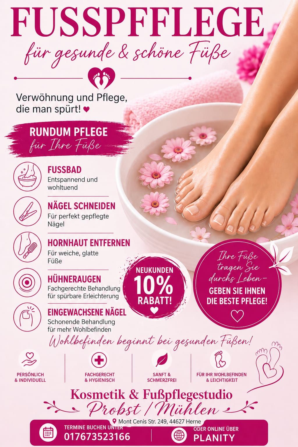 Kosmetik & Fußpflege Herne Facebook ad: Wir haben noch Termine frei!