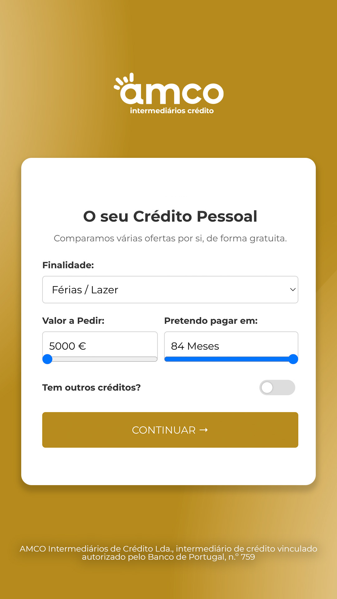 AMCO Intermediários de Crédito Facebook ad from Jul 1, 2026