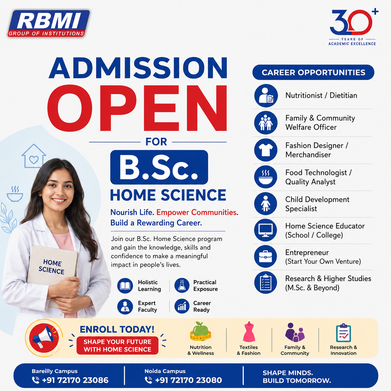 RBMI Group of Institutions Facebook ad: Secure Her Future with B.Sc. Home Science