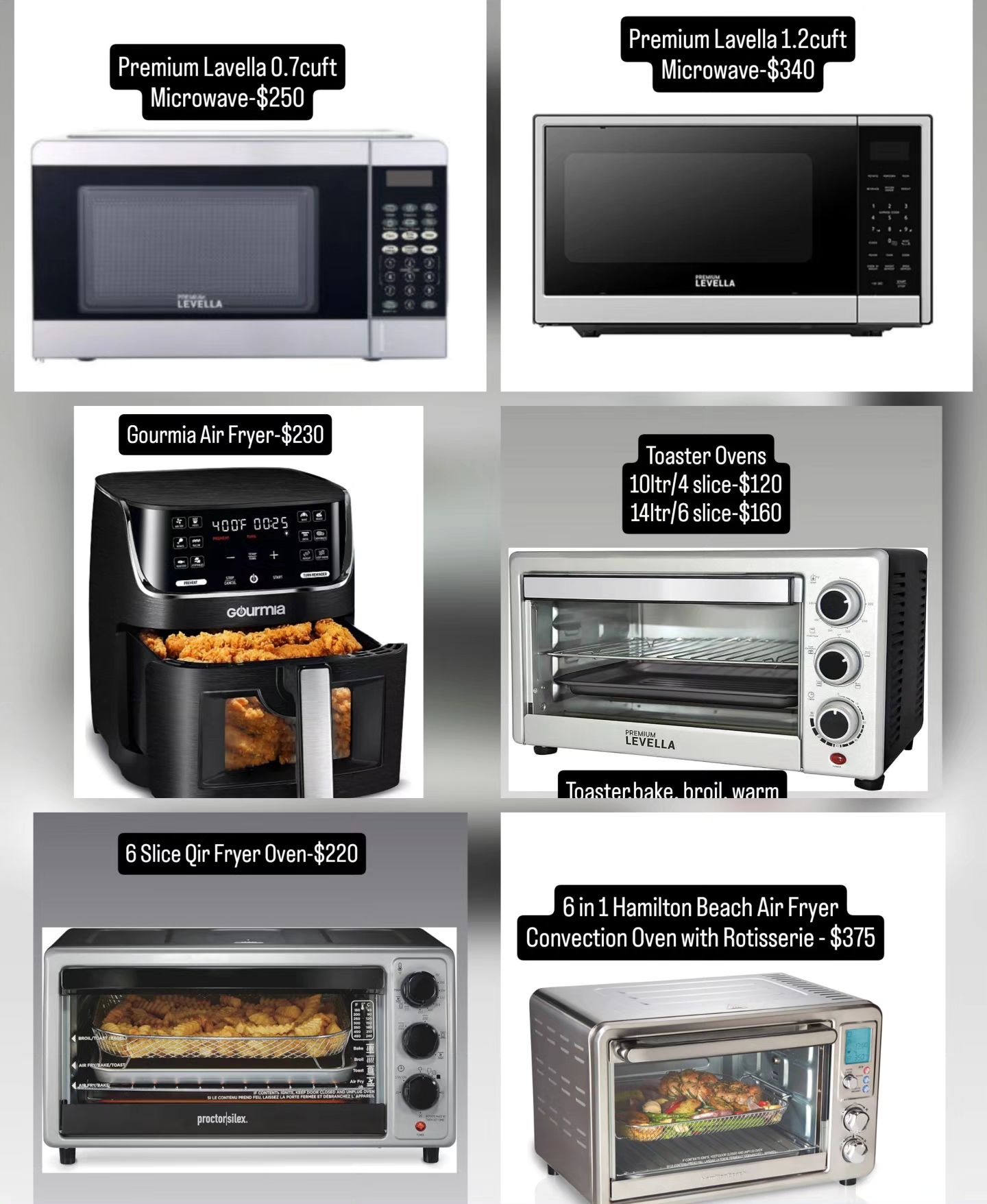 YL's Bargain & Sales Facebook ad: New Arrivals of Air Fryers, Microwave, Deep Fryer…