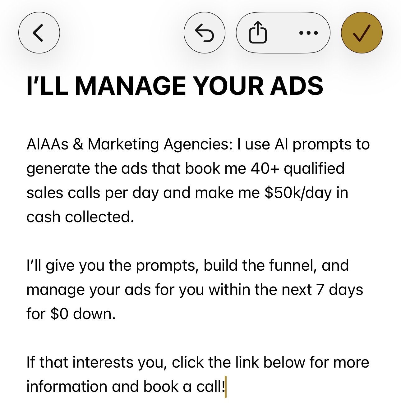 Kai Bax Facebook ad