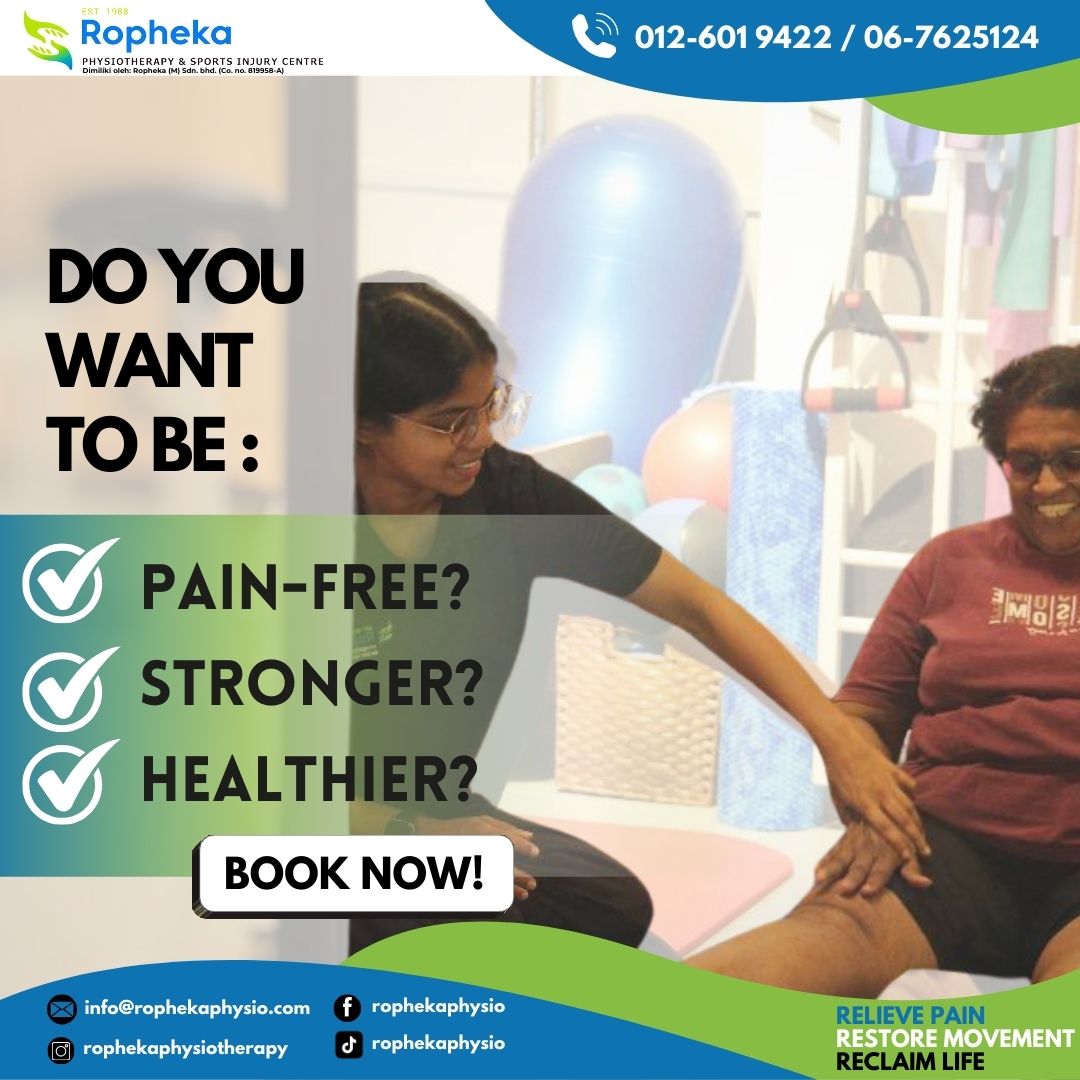 Ropheka Physiotherapy & Sports Injury Centre Facebook ad: Looking for effective, all-natural pain relief in Seremban?