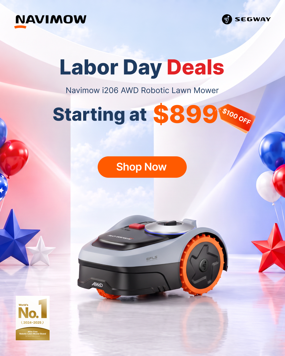Segway Navimow Facebook ad: Up to $150 OFF i2 AWD | Navimow Labor Day Deals