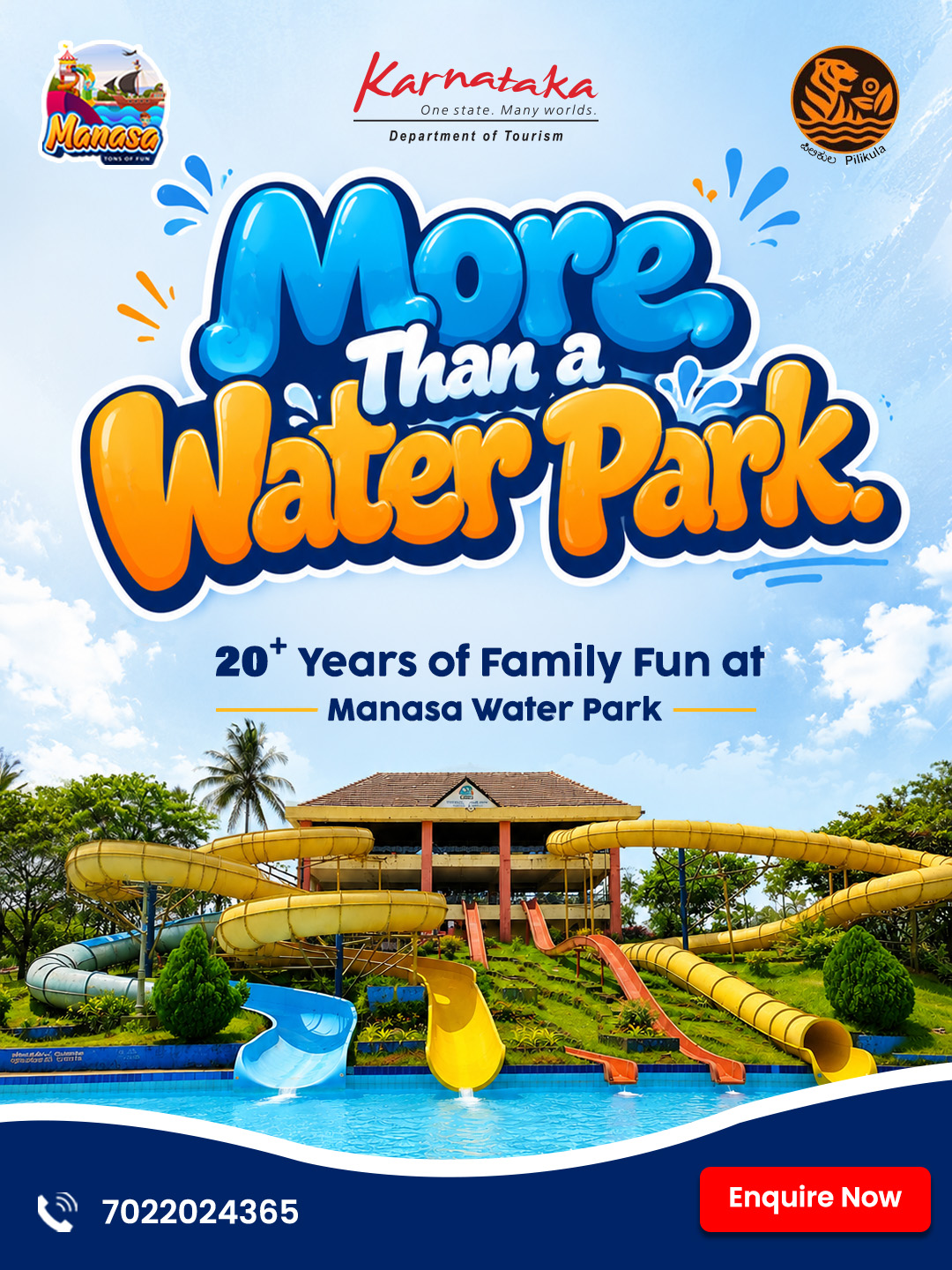 Manasa Water Park & Resorts Facebook ad: 20+ years. Countless happy families.