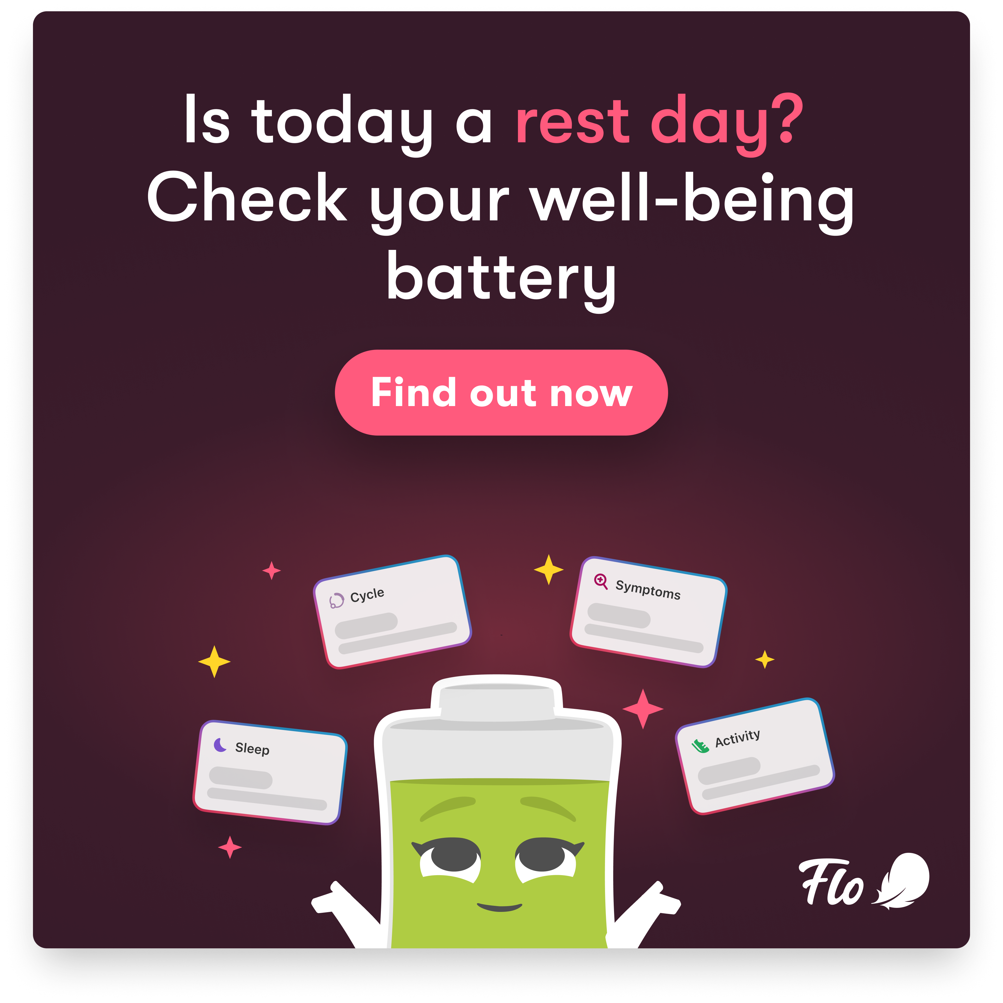 Flo Health App Facebook ad: Start using Flo today!