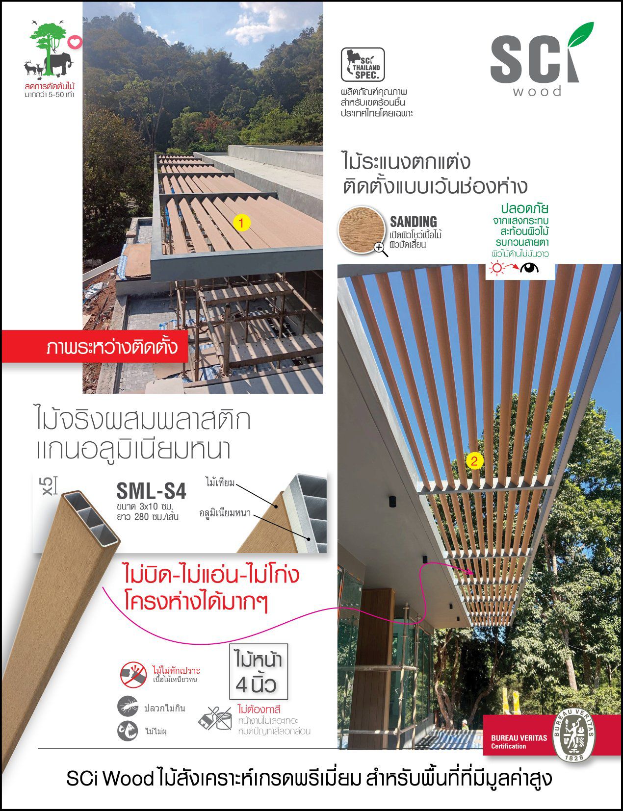 จำหน่าย ติดตั้ง ไม้เทียม ไม้สังเคราะห์ ภูเก็ต IDM Phuket Facebook ad: (หน้างานระหว่างติดตั้ง) ระแนงไม้ตกแต่ง หน้า 4 นิ้ว…