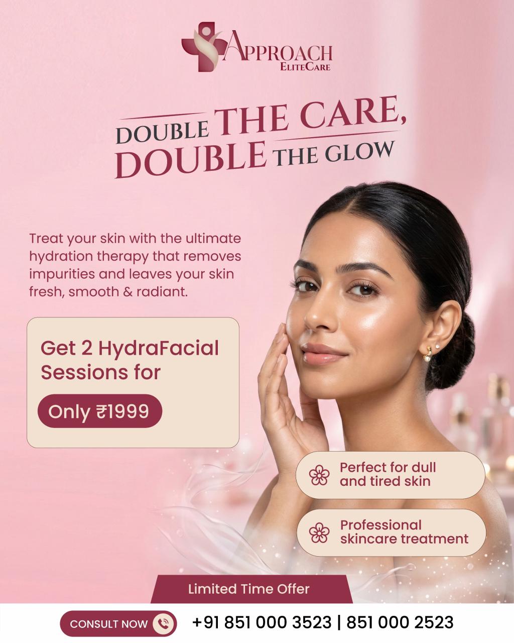 Approach Aesthetics Facebook ad: 2 Hydrafacial Sessions @ ₹1,999