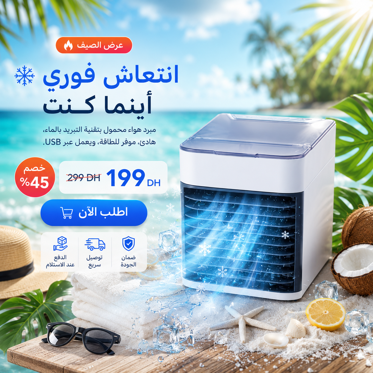Topmaroc Facebook ad: اطلبه الآن واستمتع بالهواء البارد!