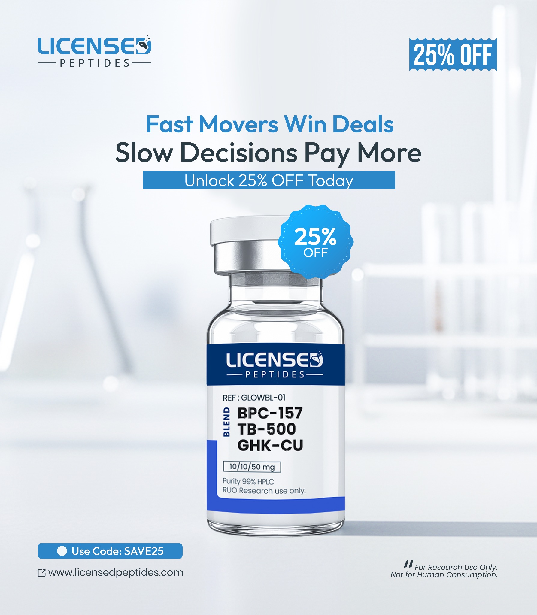 Licensed Peptides Research Facebook ad from May 3, 2026