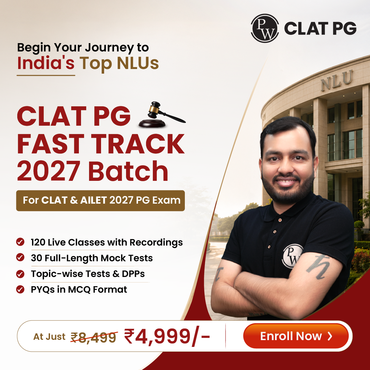 PW CLAT PG Facebook ad: Crack CLAT PG 2027 with PW