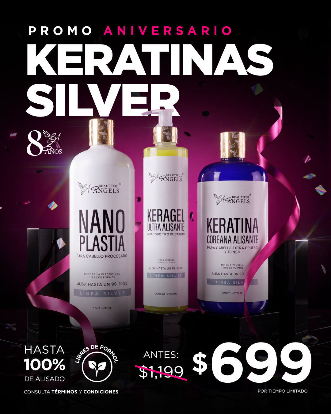 Beautiful Angels Facebook ad: ¡Promo de 8° aniversario!