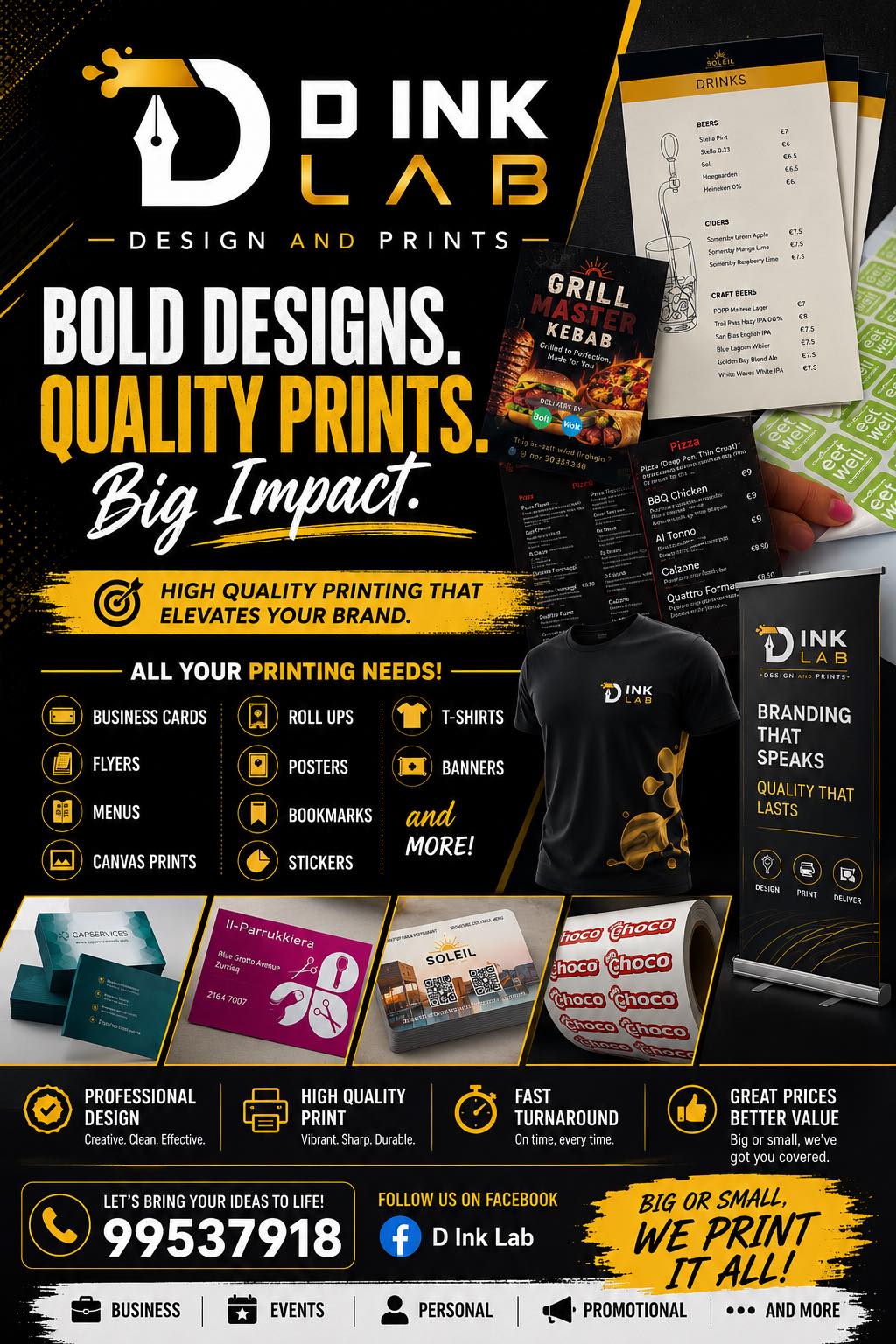 D Ink Lab Facebook ad: Your ideas, our prints!