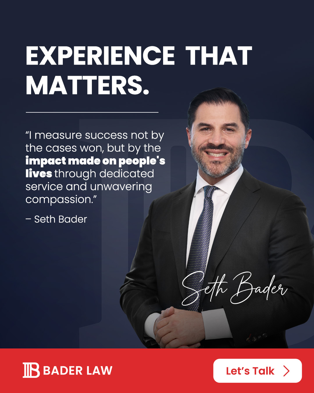 Bader Law Facebook ad: Proven Legal Expertise