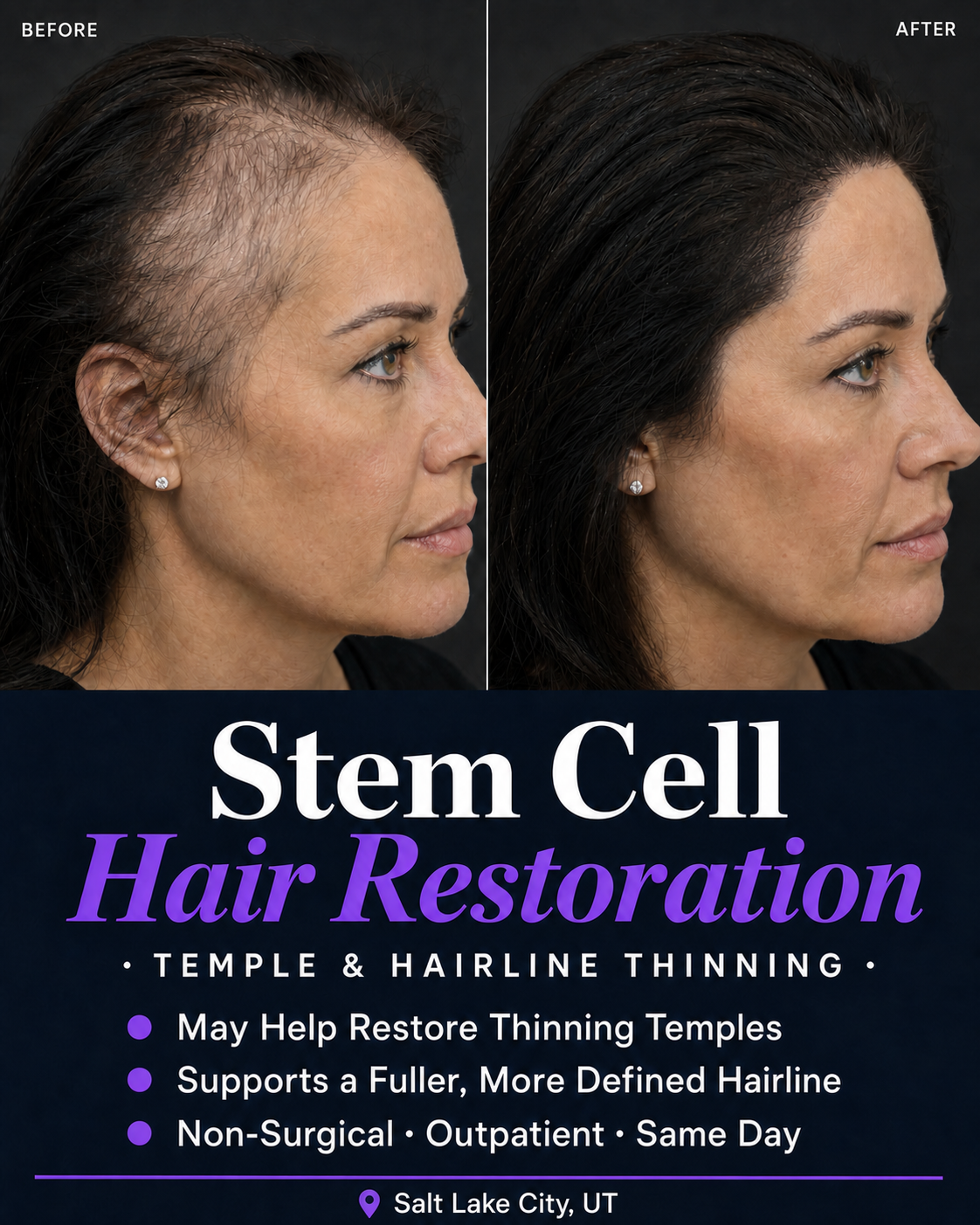 Utah Trim & Wellness Clinic Facebook ad: Thicker, Fuller Hair Without Drugs or Surgery