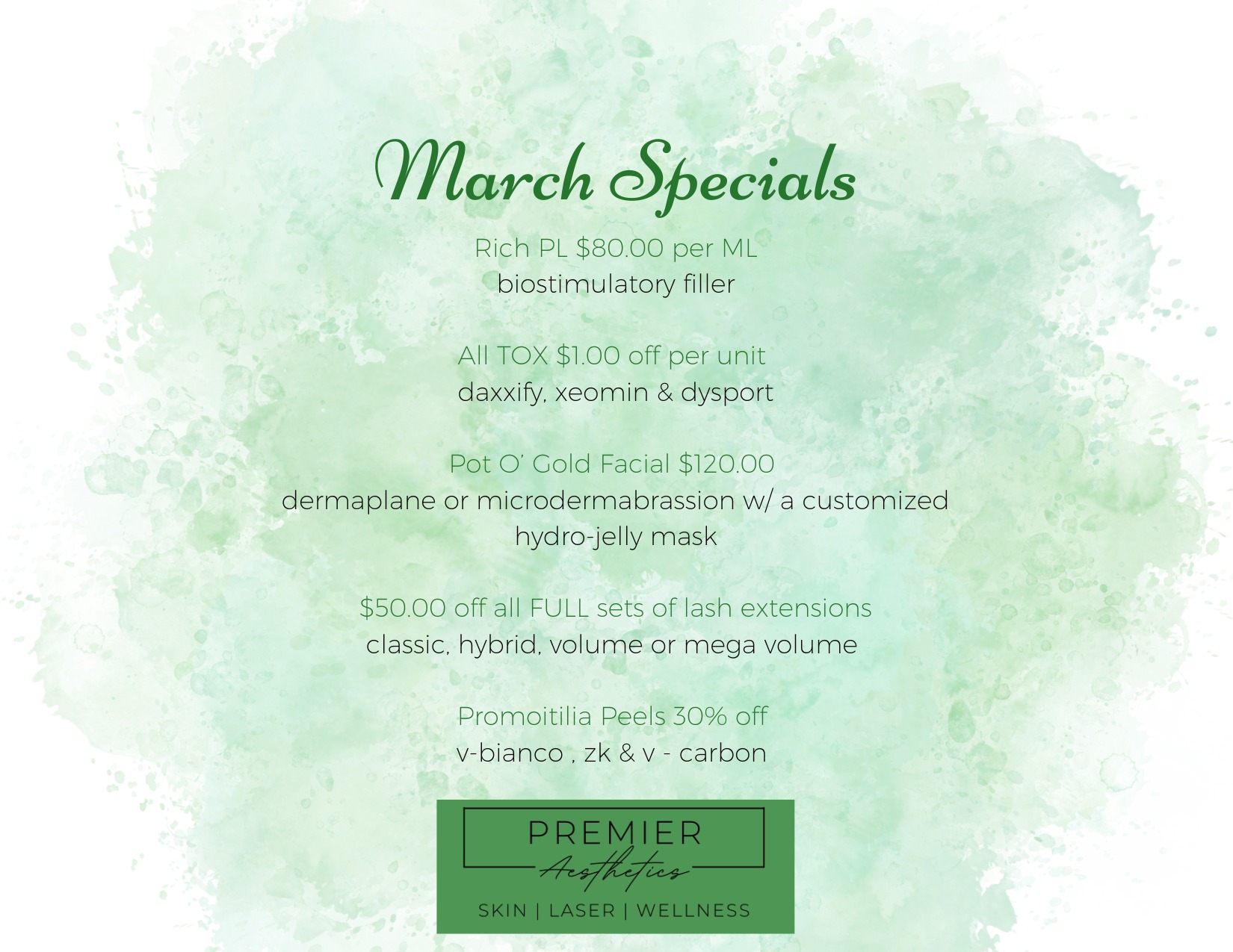 Premier Aesthetics Facebook ad: March into Radiance at Premier Aesthetics