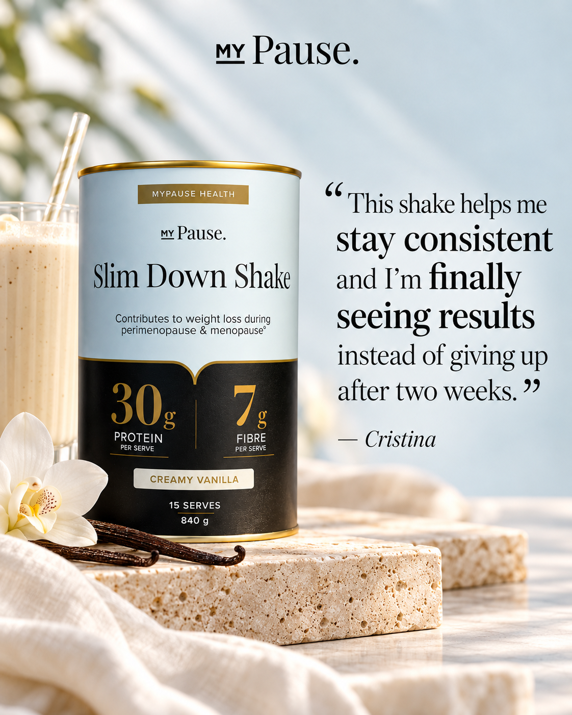 MyPause Health Facebook ad: The Shake Made for Women 40+